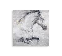 Art for the Home Classical Horse Printed Canvas - Greyscale & Gold Wall Art - Majestic horse metallic printed canvas design - Feature design - Cover for small cracks and imperfections
