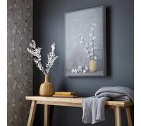 Art for the Home Cotton Flower Sprigs Framed Printed Canvas - Grey Wall Art - Cotton floral wood effect Design this organic design - Feature design - Cover for small cracks and imperfections