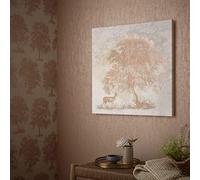 Art for the Home Enchanted Woodland Metallic Printed Canvas - Natural Wall Art - Full Metallic Tree & Stag Design - Feature Design - Cover for Small Cracks and Imperfections