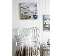 Art For The Home Harbourside Lighthouse Hand Painted Effect Printed Canvas In White White One Size