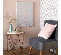 Art For The Home Let’s Stay Home Metallic Typography Printed Canvas - Grey & Gold Wall Art - Metallic Geometric typograph design