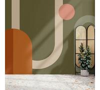 Superfresco Easy Oval Geo Pop Khaki Print To Order 3m x 2.8m Mural | Wallpaper Roll