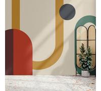 Art For The Home Oval Geo Pop Red Print To Order Fixed Size Mural