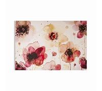 Art For The Home Painterly Blossoms Printed Canvas - Red/Beige Wall Art - Floral Watercolour Blossom Design - Cover for small cracks and imperfections - Printed Canvas