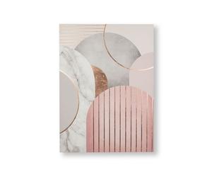 Art for the Home Pink & Grey Art Deco Geo Metallic Printed Canvas