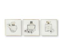 Art for the Home Pretty Perfume Bottles Set of 3 Canvas Printed Canvas | Beige