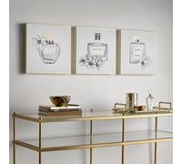 Art for the Home Pretty Perfume Bottles Set Of 3 Canvas Printed Metallic Canvas