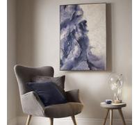 Art for the Home Purple/grey Serene Waves Hand Painted Silver Framed Canvas
