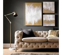 Art for the Home Set Of 2 Gold/silver Laguna Mist Hand Painted Abstract Framed Canvas