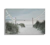 Art For The Home Shore Stroll LED Printed Canvas - Natural Wall Art - Framed LED Canvas - Traditional Shore & Lights Photographic wall art - Smooth texture - Cover for small cracks and imperfections