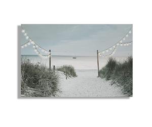 Art For The Home Shore Stroll LED Printed Canvas - Natural Wall Art - Framed LED Canvas - Traditional Shore & Lights Photographic wall art - Smooth texture - Cover for small cracks and imperfections
