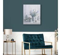 Art for the Home Something Blue Led Lights Candles And Floral Printed Canvas Wall Art