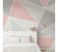 Art for the Home Trinity Blush Pink Geometric Wall Mural - Paste the wall - Grey & Pink Wall Mural - Contemporary Geometric Triangular Blush Design