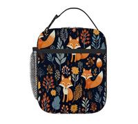 Art Forest Fox Autumn Leaves Kids Insulated Lunch Bag for Boys Girls, Leakproof Reusable Bento Tote Toddler Lunch Bag, Portable Thermal Cooler Lunchbox for School Picnic Travel Daycare