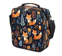Art Forest Fox Autumn Leaves Kids Lunch Bag for Boys Girls, Reusable Insulated Leakproof Lunch Box with Shoulder Strap, Toddler Cooler Tote for School Picnic Travel Beach Hiking Fishing
