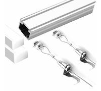 Art Gallery Picture Hanging Kit, 1m Square Rail (3 Colors), with 2 Long Steel Cords, 2 Adjustable Hooks, Top Mount / Side Mount, Liberated Removable, for Picture Display ,1.5m Cable,A