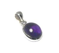 Art Gecko Small Oval Purple AMETHYST Sterling Silver 925 Gemstone Pendant