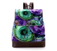 Art Geode Agate Stone Abstract Background Women Laptop Backpack, PU Leather Daypack Fashion Rucksack Travel Shoulder Bag