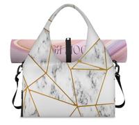 Art Geometric Marble Sports Duffel Bag for Women Men Weekend Overnight Bag with Shoe Compartment Shoulder Tote Luggage Bag for Yoga Gym Travel