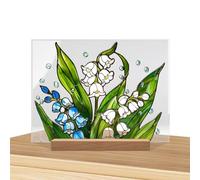 Art Glass Acrylic Painted Flower Acrylic | Painted Floral Acrylic Table Decoration - Translucent Artificial Glass Floral Pattern Table Decoration for Arts and Crafts for Home, Living