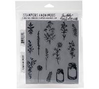 Art Gone Wild AGCMS297 Tim Holtz Flower Jar Cling Rubber Stamp Set, Synthetic Material, Multi-Colour, 24.5 x 18 x 0.6 cm