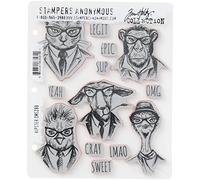 Art Gone Wild Tim Holtz Hipster Cling Rubber Stamp Set, Synthetic Material, Multi-Colour, 24.5 x 18 x 0.6 cm