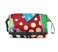 Art Graffiti Wall Painting Double Layer Cosmetic Bag for Women and Girls, Travel Toiletry Bag Makeup Handy Pouch Organiser Bag with Brush Compartment
