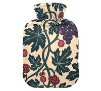Art Grape Purple Dark Green hot Waterbottle with Soft Cover, 1L Warm Compress for Hot and Cold Therapies, Neck and Shoulder Pain Relief, Bolsa para agua Caliente para Dolor