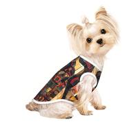 Art Guitar Pattern Print Dog Shirt Summer Pet T-Shirts Stretchy Cats Dogs Tee Shirt Sleeveless Tank Top Dog Vest