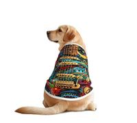 Art Guitar Pattern Print Dog Vest, Soft Breathable Pet Shirt Clothes Sleeveless Fashion Apparel For Medium Large Breeds