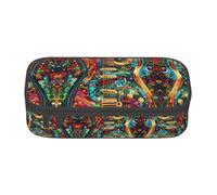 Art Guitar Pattern Print Fashionable Functional Pencil Case Convenient Daily Use Storage Makeup Toiletries