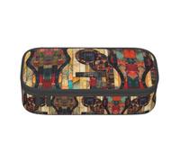 Art Guitar Pattern Print Fashionable Functional Pencil Case Convenient Daily Use Storage Makeup Toiletries