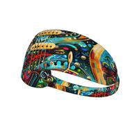 Art Guitar Pattern Print Headbands, Fitness Headbands Fashion Hair Accessories, Elastic Sports Hair Bands
