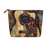 Art Guitar Pattern Print Lightweight Makeup Bag Women Daily Travel Weekend Getaways Toiletry Cosmetic Pouch