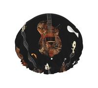 Art Guitar Pattern print Print Shower Cap, Shower Cap for Women Reusable, Waterproof Bath Cap,Quick Drying Bath Hair Cap