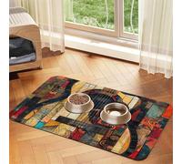 Art Guitar Pattern print PU Leather Feeding Mat for Dogs Cats Pet Food Mat Absorbent Non-Slip Rubber Bottom