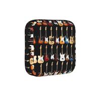 Art Guitar Pattern Print Sanitary Pad Storage Bag, Sanitary Pad Bags, Portable Period Bag with Zipper for Female Girls