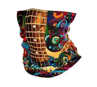 Art Guitar Pattern Print Winter Neck Gaiter Warmer, Soft Face Mask Scarf For Cold Weather Skiing Cycling Outdoor Sports