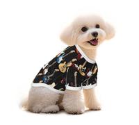 Art Guitar Pattern Printed Everyday Soft Cotton Dog Short Sleeve T-Shirt For Chihuahuas & Teacup Puppies & Small Dogs Breeds Stretchy Cat Outfit