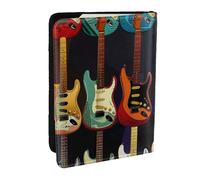 Art Guitar Pattern Printed Passport Holder - 6.5 x 4.5 Inch RFID Blocking Travel Wallet,Stylish Passport Cover,Lightweight Document Organizer for Cards