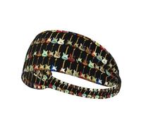 Art Guitar Pattern Printed Sweatband Women Stretchy, Easy Care Non Slip, for Yoga Running Cycling Outdoor Workout