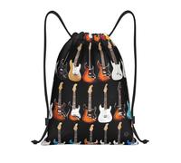 Art Guitar Pattern Title: Lightweight Drawstring Duffel Bag â€“ Water-Resistant Foldable Gym Sack with Adjustable Shoulder Strap, Ideal for Sports, Yoga, Travel and School