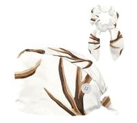 Art Hand-painted Elk Antler Surgical Cap with Hair Tie Reusable Working Hat Set