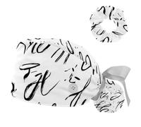 Art Hand Written Cursive Letters Reusable Surgical Cap with Hair Tie Soft Working Hat Set