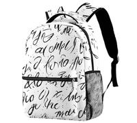Art Hand Written Letters Backpack Rucksack for Girls Boys Schoolbag for Elementary Middle Students