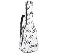 Art Hand Written Letters Guitar Bag, Padded Acoustic Guitar Case Backpack with Adjustable Shoulder Strap Pockets