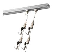 Art Hanging Rail System , Picture Hanging System Kit with 2-6.5 ft Aluminum Rails 1-3 m Steel Cables Hooks(3.5ft(107cm) Rail,9.8'/3.0m Cord)