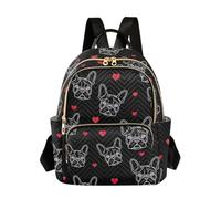 Art Heart French Black Quilted Fashion Backpack for Women, Wave Pattern Travel Daypack Lightweight Casual Bag, Art Heart French Black, S, Daypack Backpacks