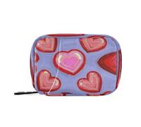 Art Heart Shape Red Blue Medicine Bag with Detachable Compartments Portable Medicine Pill Organizer for Purse