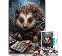 Art Hedgehog Jigsaw Puzzles for Adults Teenagers Jigsaws Puzzle,Help The Brain Exercise Addictive Toys to Cultivate Patience Suitable for Couples (38x26cm)